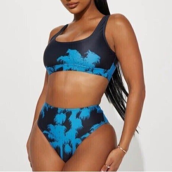Blue High Waist 2 Piece Bikini Size Small RefN12‎ - Picture 1 of 6